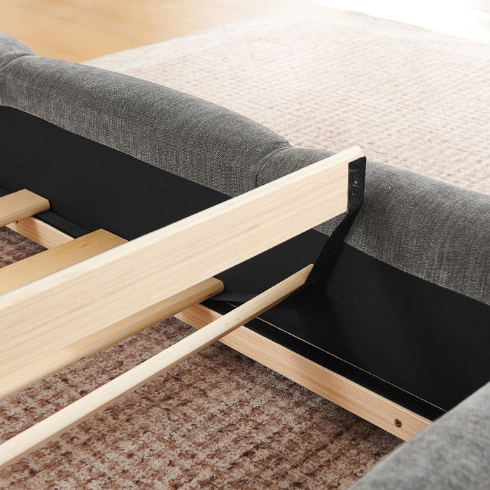 Upholstered Platform Bed Frame, Low Profile Floor Bed, No Box Spring Required