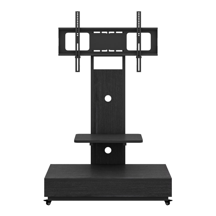 Mobile TV Cart With Push Pull Drawer, Lockable Wheels