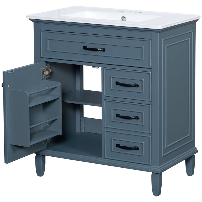 Bathroom Vanity With Sink Top, Flip Drawers, Adjustable Shelf