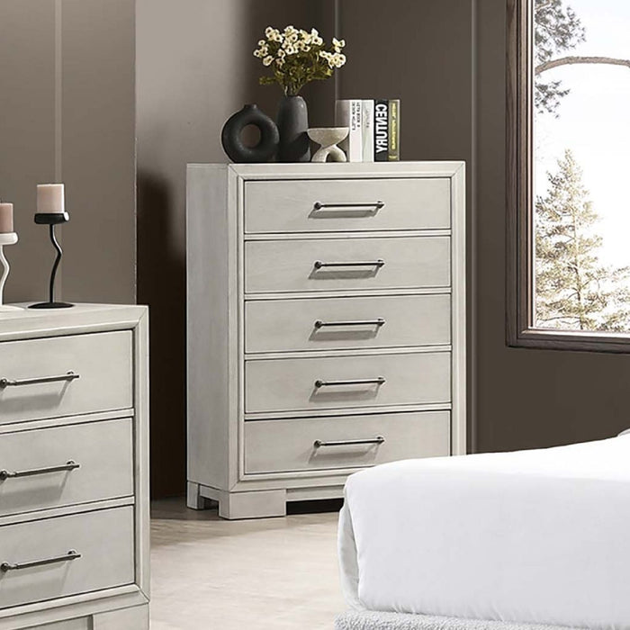 1 Piece Chest With Square Legs And Sleek Handles - Antique White