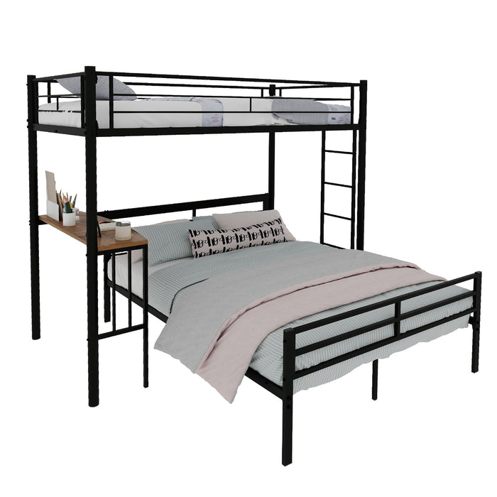 Bunk Bed With Built In Desk & Guardrail Frame