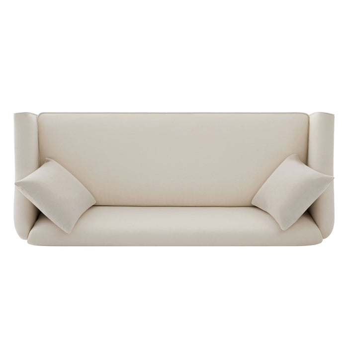 3 Seater Sofa With Wrap Around Armrests And Throw Pillows