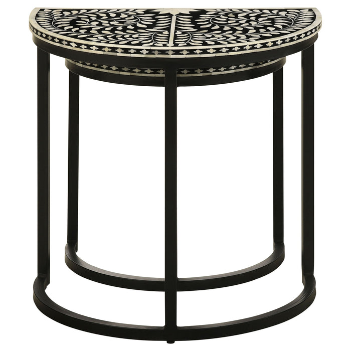 Allura - 2 Piece Demilune Nesting Table Set - Black