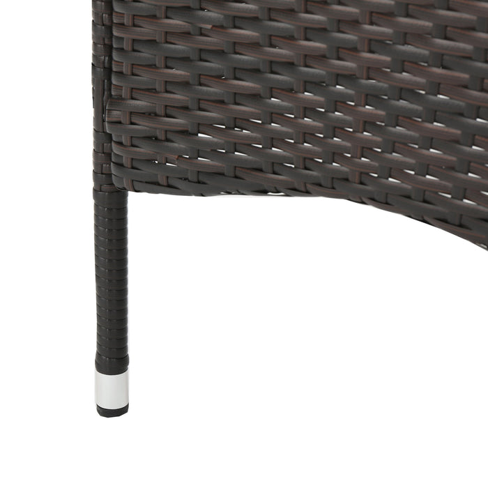 Clementine - Outdoor Wicker Dining Chairs Set With Water Resistant Cushions (Set of 2) - Brown Multi