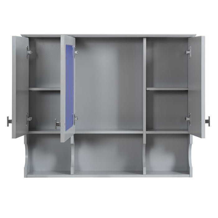 Wall Mounted Bathroom Medicine Wall Cabinet With Mirror & Open Shelves