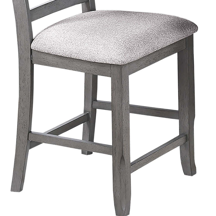 7 Piece Counter Height Dining Set With Storage Shelves, Table & 6 High Chairs - Gray