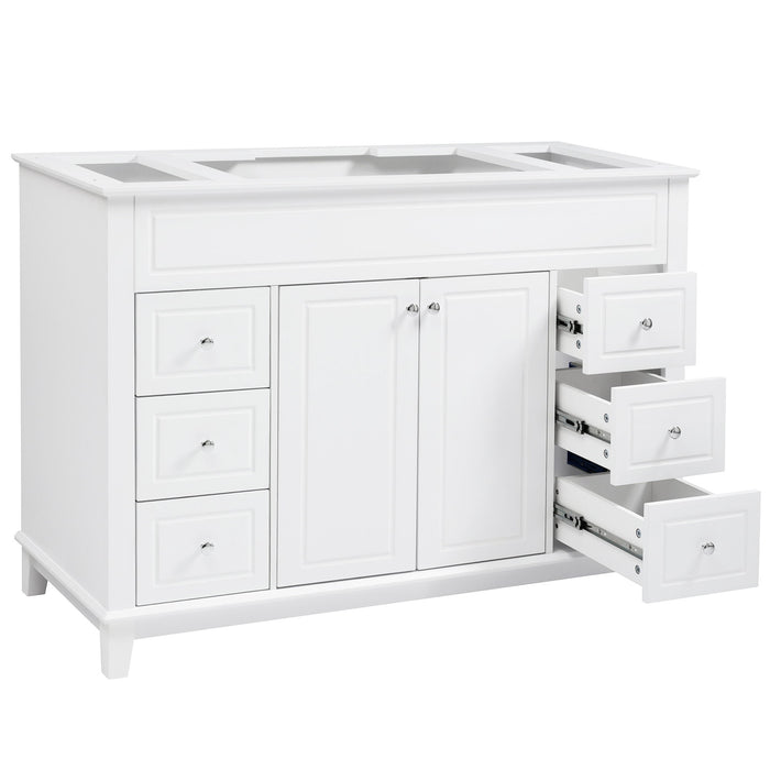 Bathroom Vanity Cabinet Only, 6 Soft Close Drawers & Double Doors - White