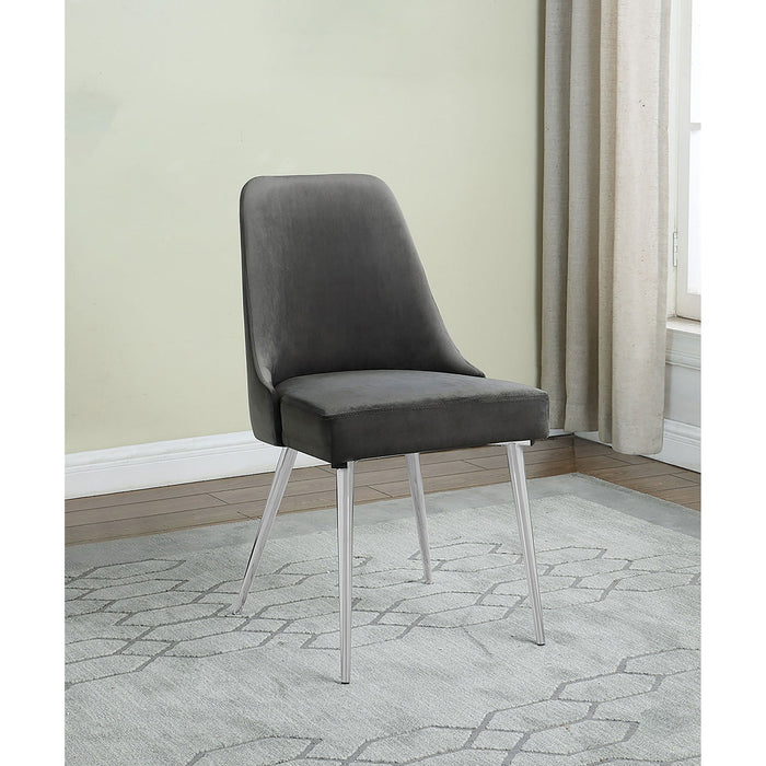 Padded Side Chair Of 2) With Upholstered Seat And Polished - Gray
