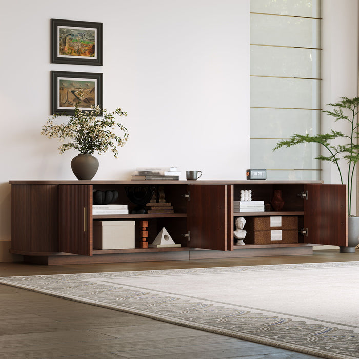 70" TV Stand With Ample Storage, Refined Curved Corners - Dark Brown