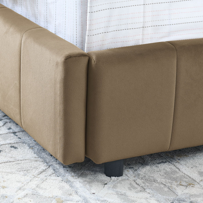 Storage Upholstered Tufted Bed Frame With Backrest And Armrests