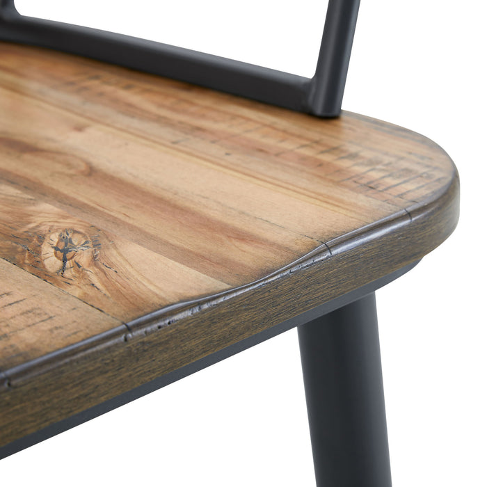 Industrial Inspired Indoor Dining Chair With Metal Legs And Birch (Set of 2) - Black / Natural