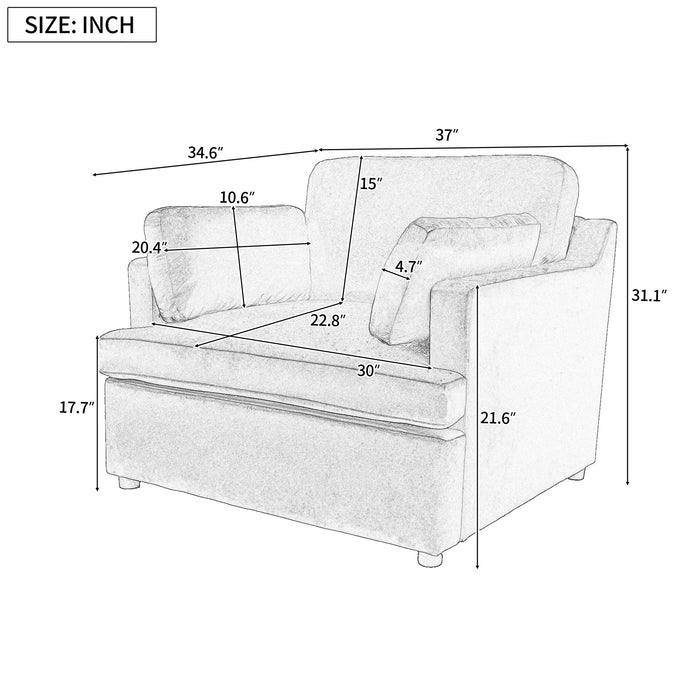 Oversized Accent Chair Comfortable Armrest Cushions, Versatile Neutral Style, Elegant Design, Durable Frame