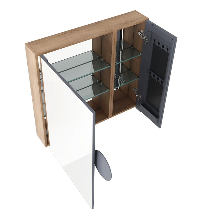 29.63" Wall Mounted Cabinet With Adjustable Shelves Storage Cabinet For Bathroom - Imitative Oak