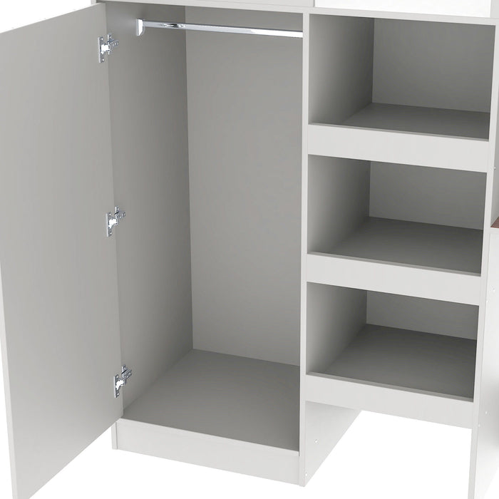 Loft Bed With Built In Wardrobe, Desk, Shelves, And Drawers