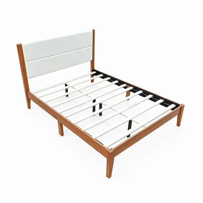 Platform Bed Frame With Upholstered Headboard, Slat Support