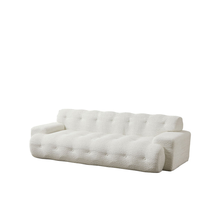 Cloud Series Minimalist Button Tufted Square Arm 3 Seater Sofa