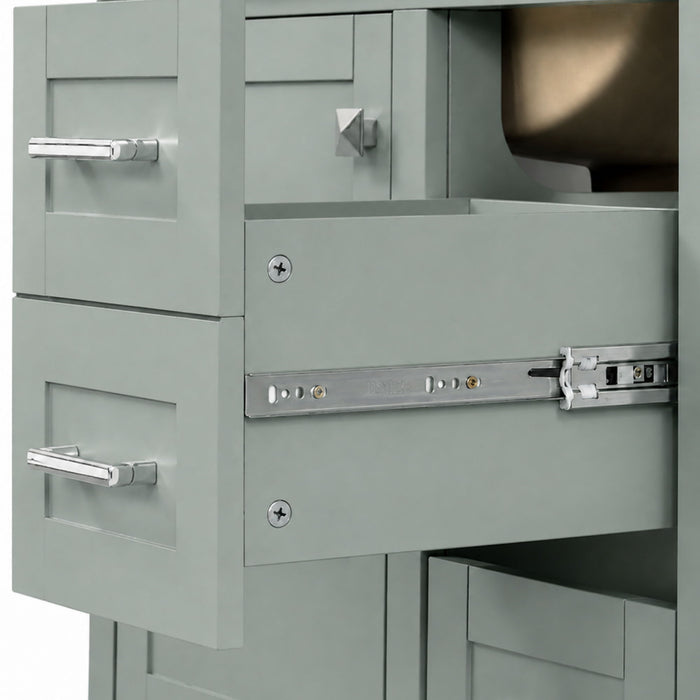 Bathroom Vanity With Sink, Soft Closing Door And Drawers - Light Green