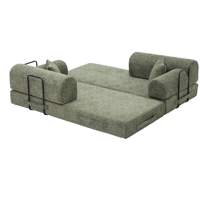 Modern 2 Tone Fabric Convertible Sleeper Sofa Bed