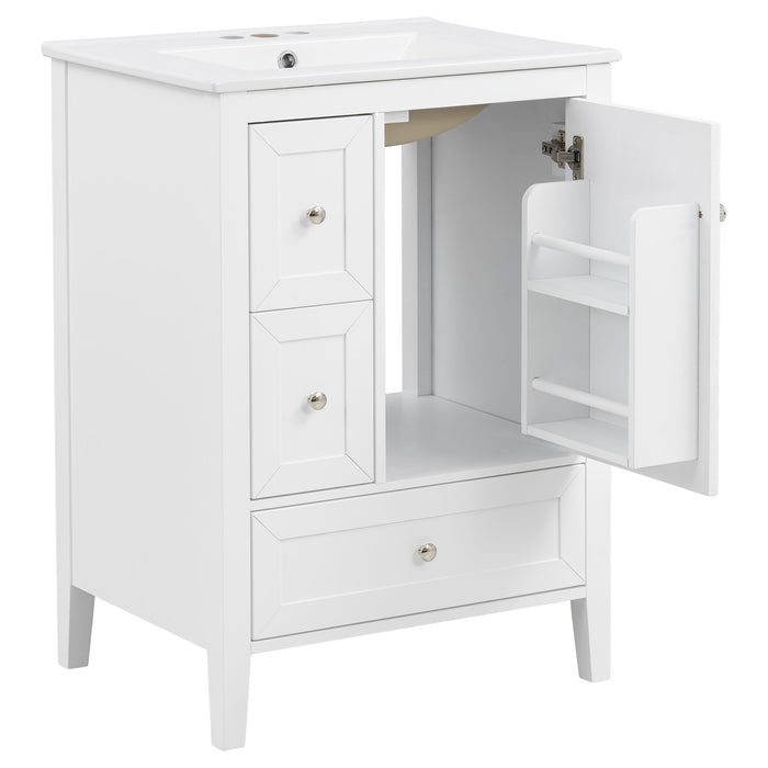 Modern Bathroom Vanity With Sink, Soft Close Drawers & Door, Storage Rack