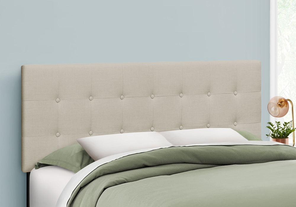 Queen Size, Bed Headboard Only, Upholstered Transitional - Beige
