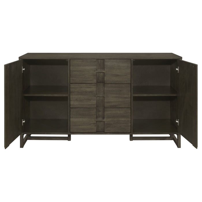Glenmoor - 3 Drawer Server With 2 Cabinets - Dark Gray