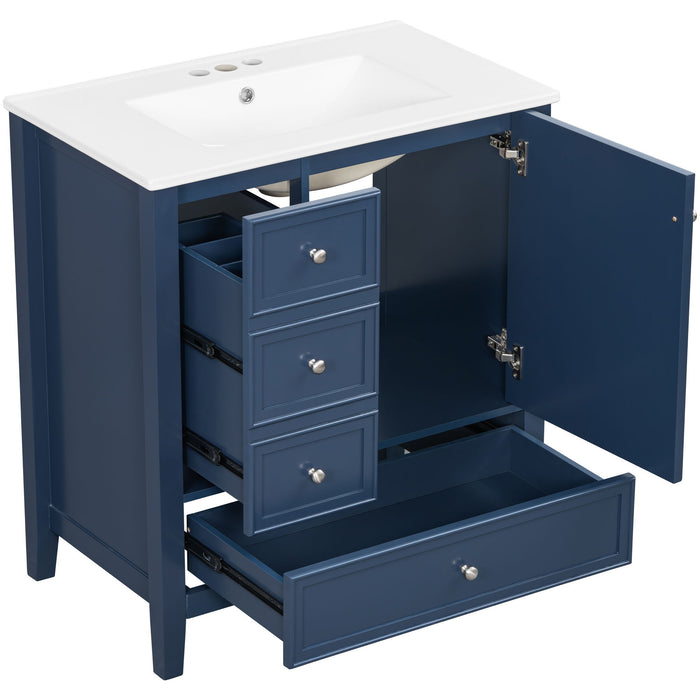 Modern Bathroom Vanity With Sink, 1 Cabinet & 3 Drawers