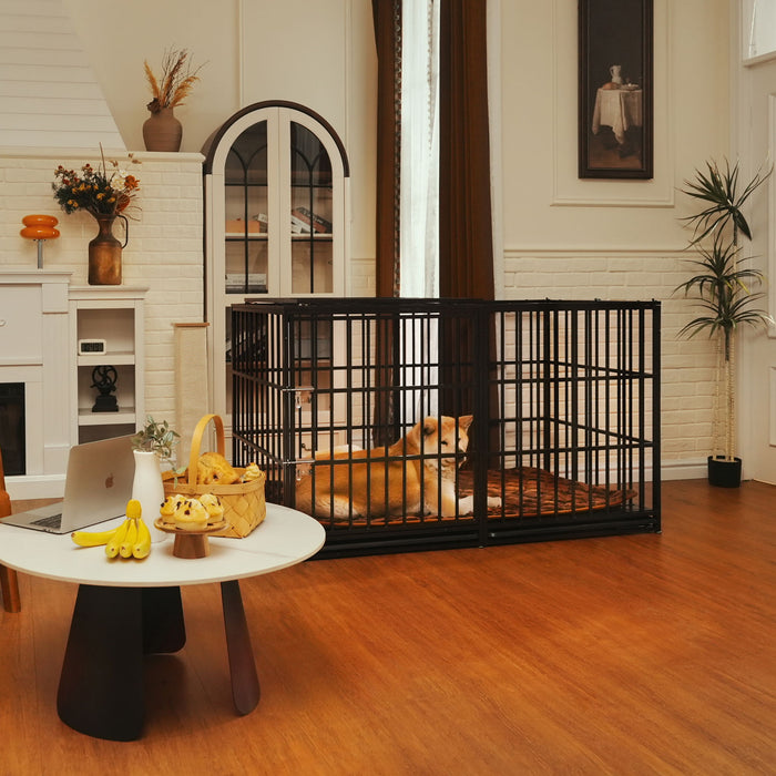 Extra Large Heavy Duty Dog Crate With Removable Pans For Dogs - Black