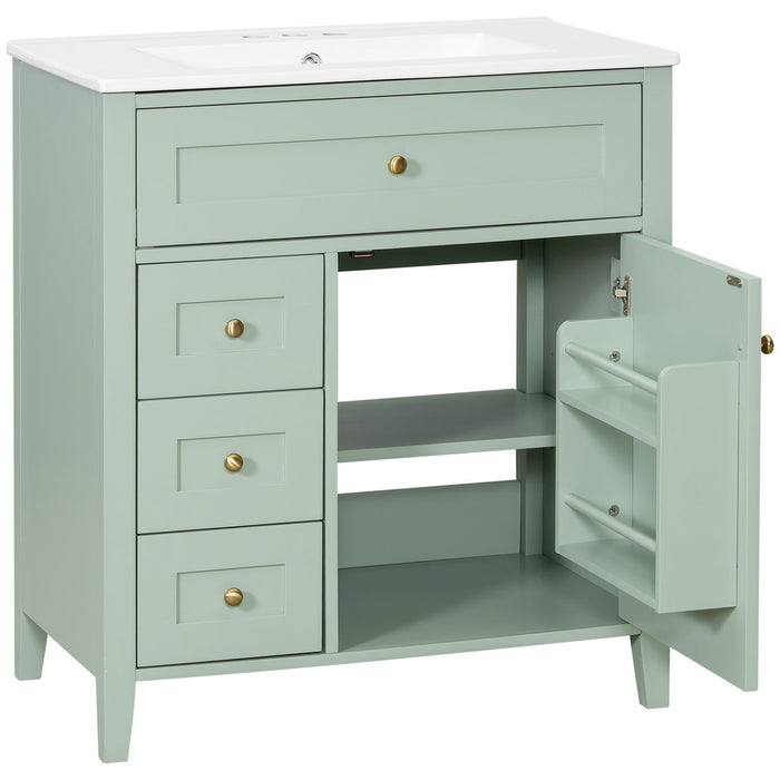 Bathroom Vanity With Sink, 3 Drawers And Adjustable Shelf, Freestanding Storage Unit