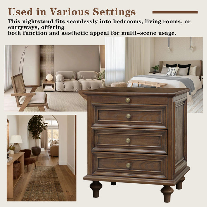 Farmhouse Nightstand With 4 Drawers