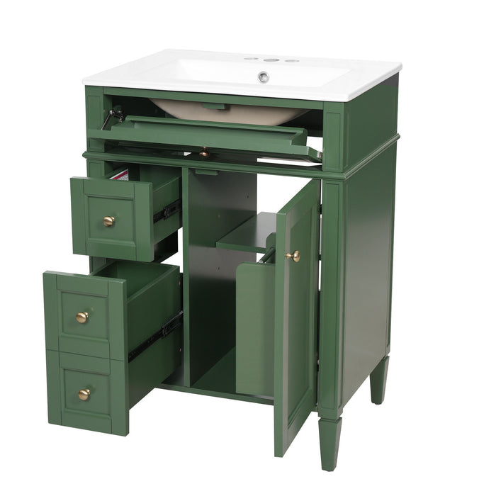 Bathroom Vanity With Top Sink, Storage Cabinet With 2 Drawers And Tip-Out Drawer