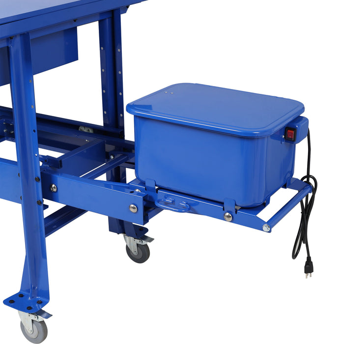 Mobile Tear Down Table With 3.5 Gallon Part Washer And 110V Pump - Blue