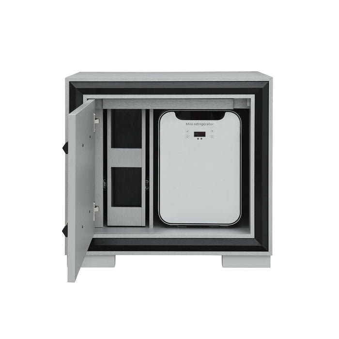 Adelaide - Nightstand With Cooler And Speaker - Gray / Black