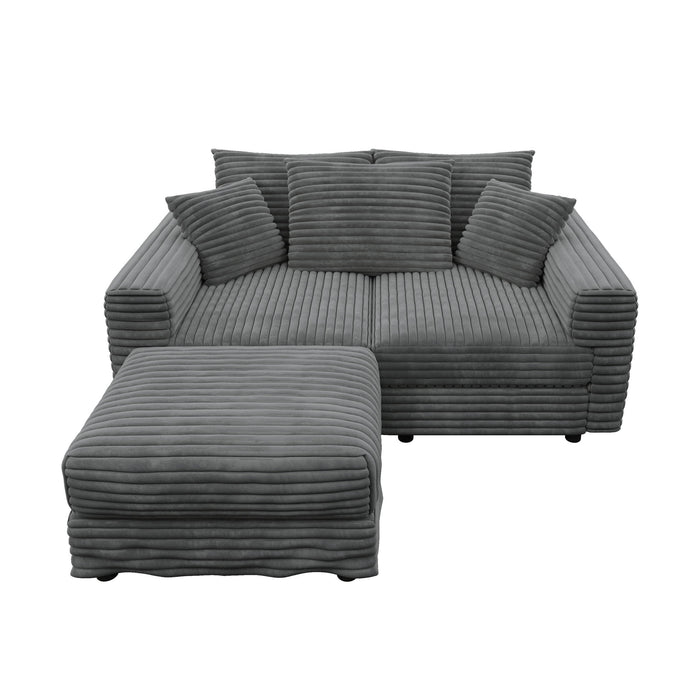 Convertible Deep Seat Sofa With Soft Pillows And Ottomans