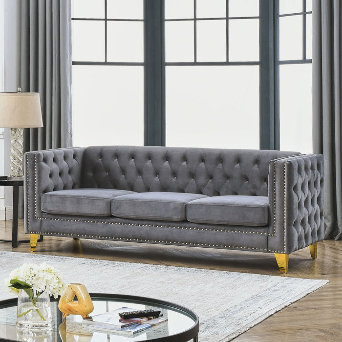 Upholstered Couch Sofa With Button Tufting For Living Room