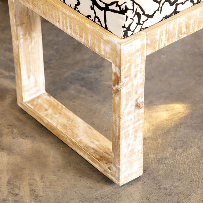 Sled - Leg Accent Bench With Abstract Upholstery - White