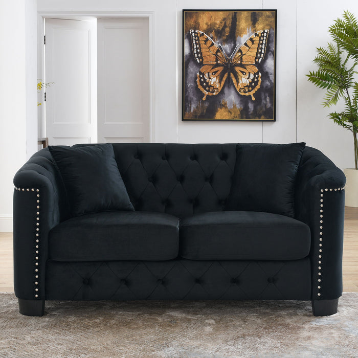 Modern Chesterfield Sofa With Tufted Backrest For Living Room