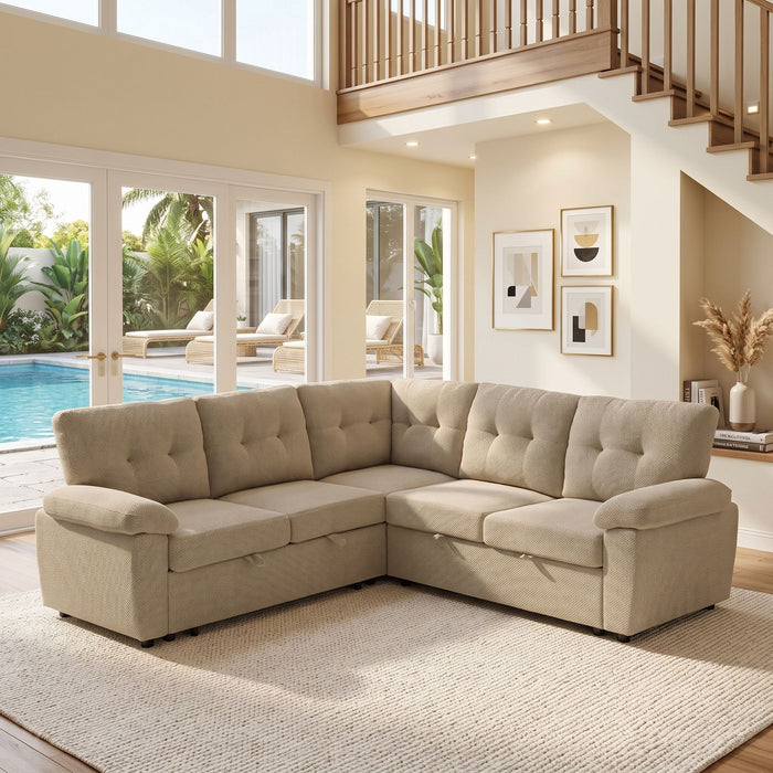 Convertible Sectional Sofa Bed & Pull Out Sleeper And Storage