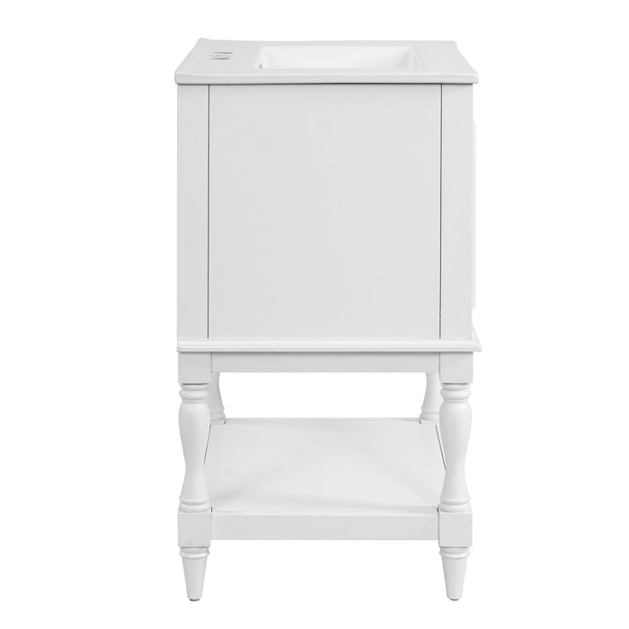 Modern Bathroom Vanity With Sink, Rectangular Cabinet With Open Shelf And Closed Storage