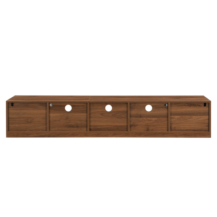 TV Stand With LED Lighting, Soft Closing Hinges, Cable Management - Walnut