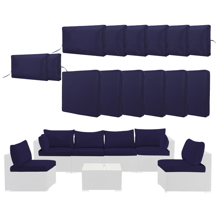 Cushion Covers For 7 Piece Wicker Sectional Sofa, 14 Pack Seat And Back Slipcovers With Zipper