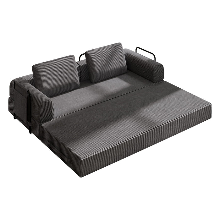 Convertible Sleeper Sofa Bed With Cylindrical Pillow, Fixed Shape Frame