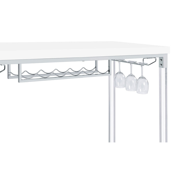 Tonneson - Bar Table With Trestle Base And Wine Storage - White