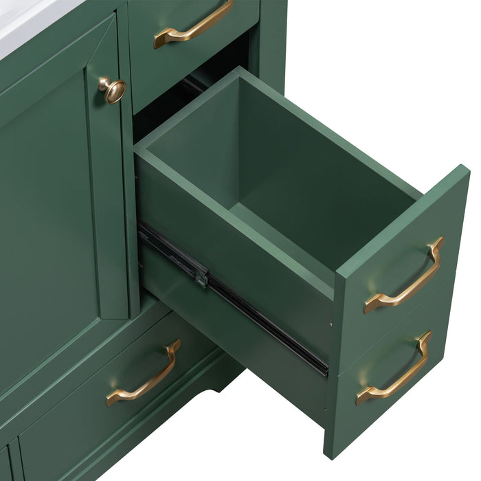 Modern Bathroom Vanity Base Only, 6 Drawer Storage With Adjustable Shelf