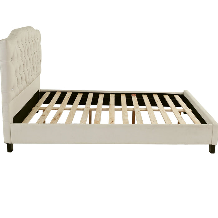 Modern Bed Frame With Tufted Upholstered Headboard