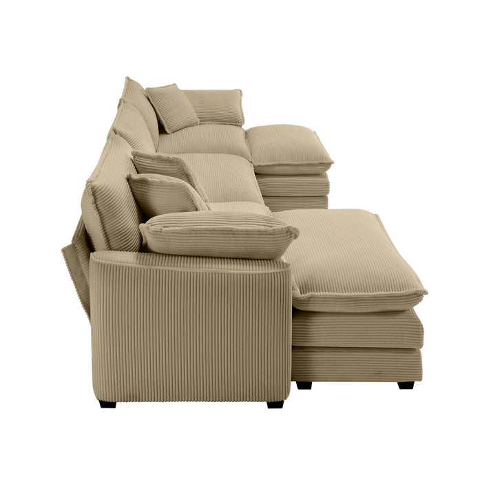 Oversized Modular Cushion Sofa With Ottoman, Low Back, Deep Seating Sofa Set