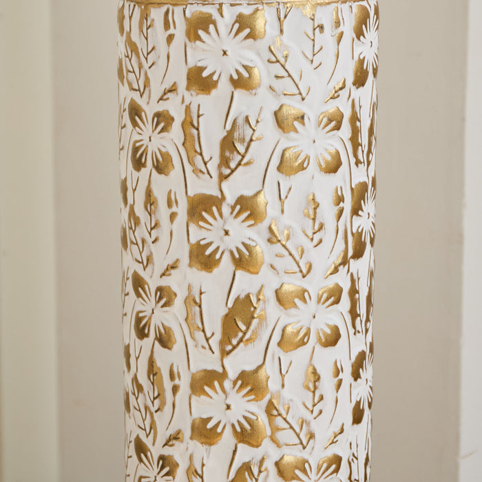 Mother's Day Gift Set Gilded White 3D Relief Flower Metal Vase Set - White / Gold