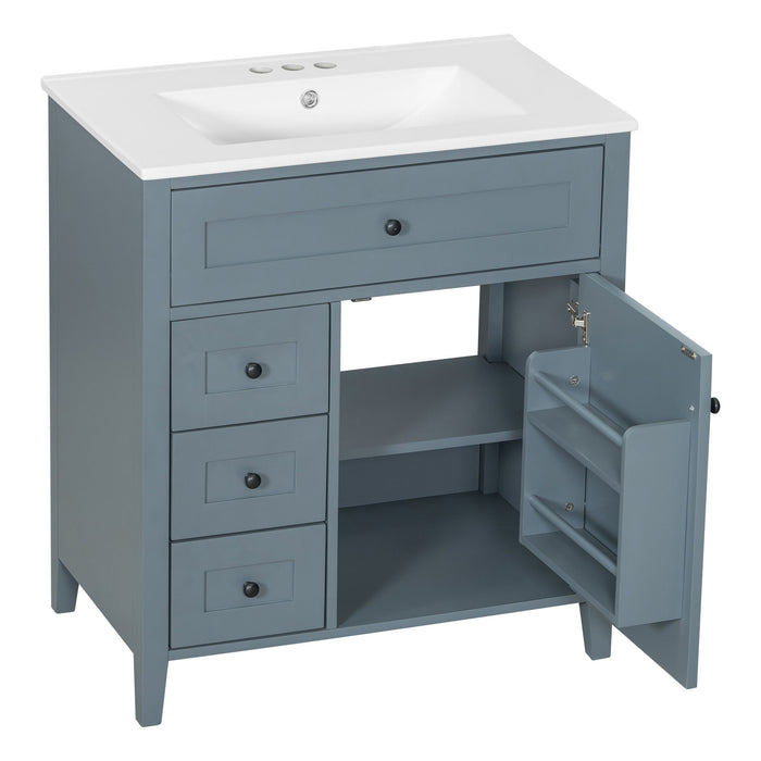 Bathroom Vanity With Sink, 3 Drawers And Adjustable Shelf, Freestanding Storage Unit