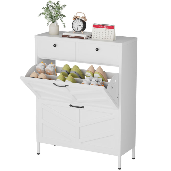 Shoe Cabinet With Flip Drawers