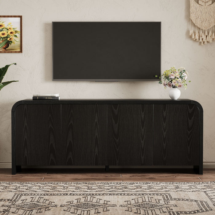 Curved Edge TV Stand With Large Cabinets