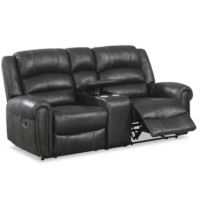 Power Reclining Loveseat With USB Port And Cup Holder Console - Black